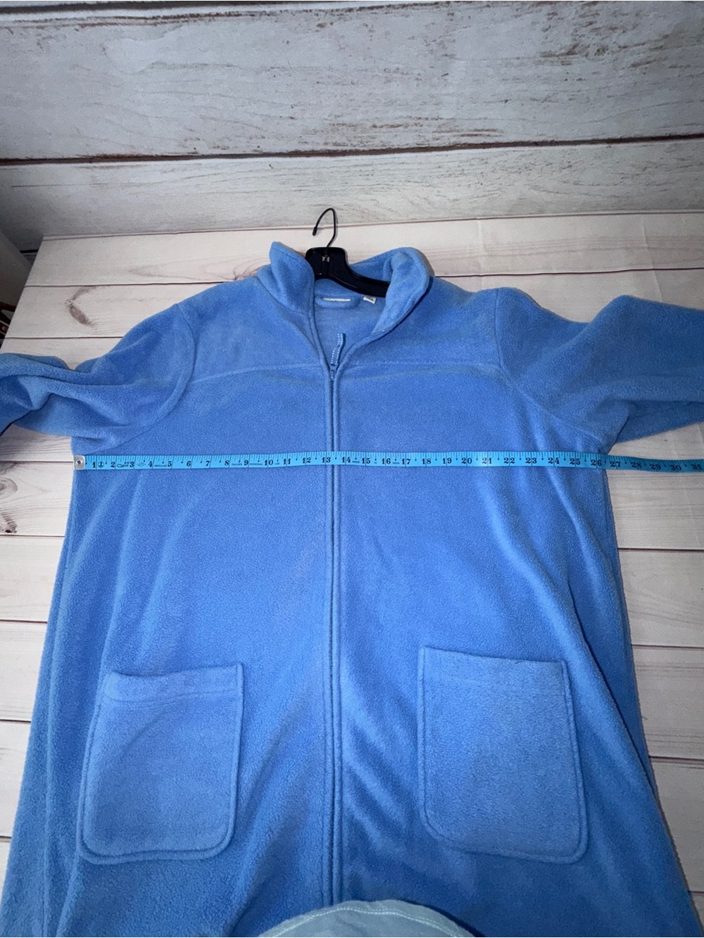 L.L.Bean 1X Long Fleece Zip Front Robe Periwinkle Blue Full Length House Coat - Picture 5 of 6